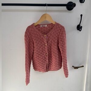 H&M Toddler Girls Button Up Textured Pink Cardigan